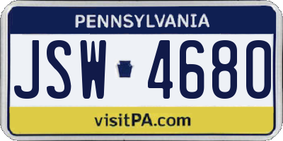 PA license plate JSW4680