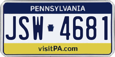 PA license plate JSW4681