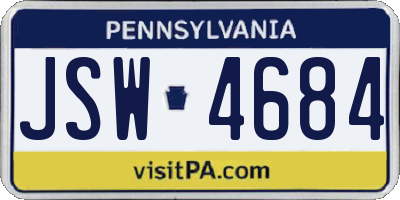 PA license plate JSW4684