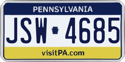 PA license plate JSW4685