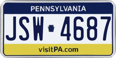 PA license plate JSW4687