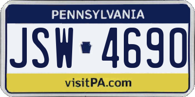 PA license plate JSW4690