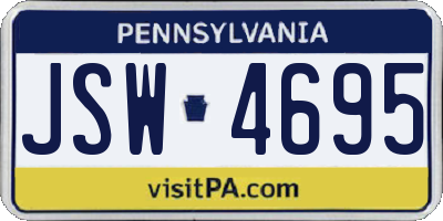 PA license plate JSW4695