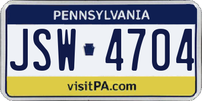 PA license plate JSW4704