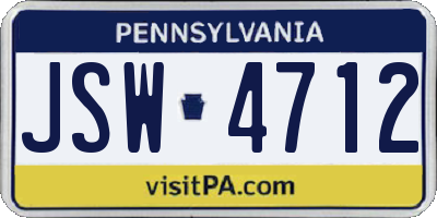 PA license plate JSW4712