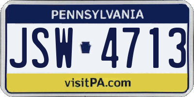 PA license plate JSW4713