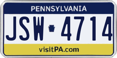 PA license plate JSW4714