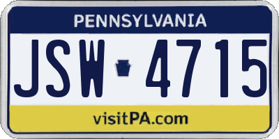 PA license plate JSW4715