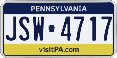 PA license plate JSW4717
