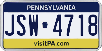 PA license plate JSW4718