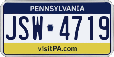 PA license plate JSW4719