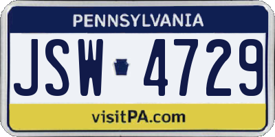 PA license plate JSW4729
