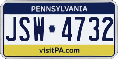 PA license plate JSW4732