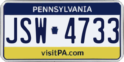 PA license plate JSW4733