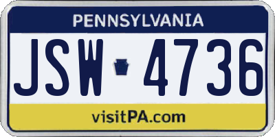 PA license plate JSW4736