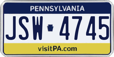 PA license plate JSW4745
