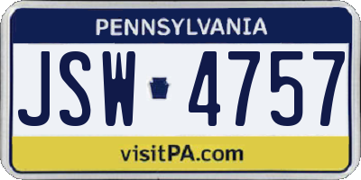 PA license plate JSW4757