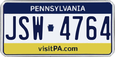 PA license plate JSW4764