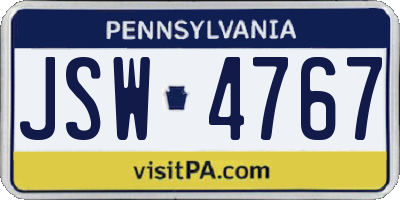 PA license plate JSW4767