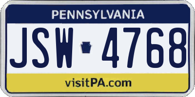 PA license plate JSW4768