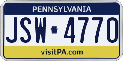 PA license plate JSW4770