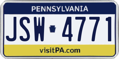 PA license plate JSW4771