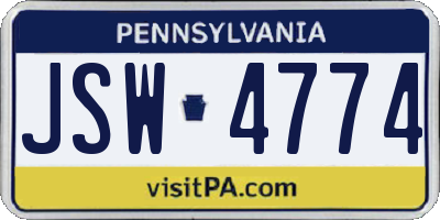 PA license plate JSW4774