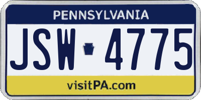 PA license plate JSW4775