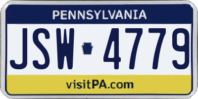 PA license plate JSW4779