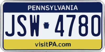 PA license plate JSW4780