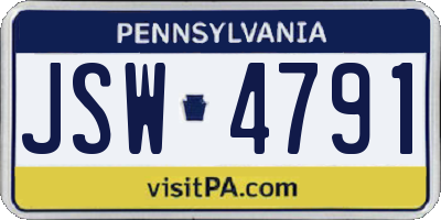 PA license plate JSW4791