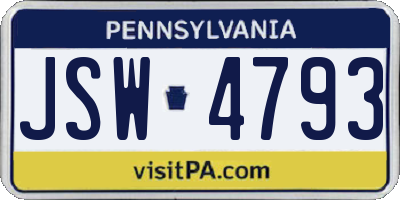 PA license plate JSW4793