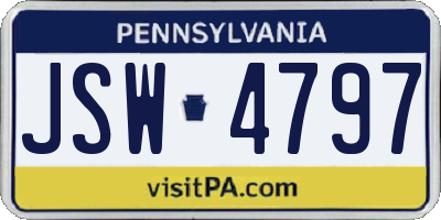 PA license plate JSW4797