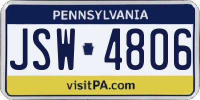 PA license plate JSW4806