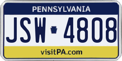 PA license plate JSW4808