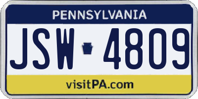PA license plate JSW4809