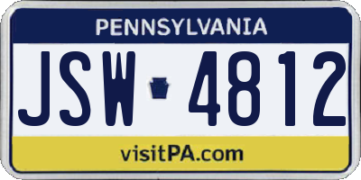 PA license plate JSW4812