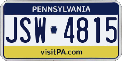 PA license plate JSW4815