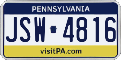 PA license plate JSW4816