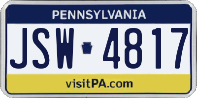 PA license plate JSW4817