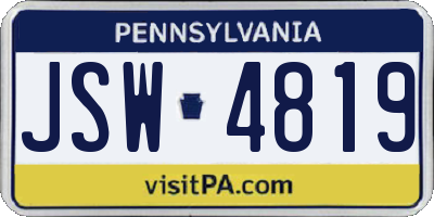 PA license plate JSW4819