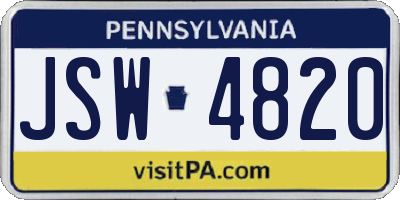 PA license plate JSW4820