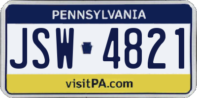 PA license plate JSW4821