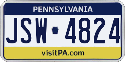 PA license plate JSW4824