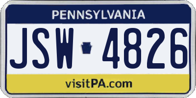 PA license plate JSW4826