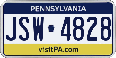 PA license plate JSW4828