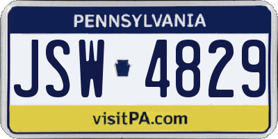 PA license plate JSW4829