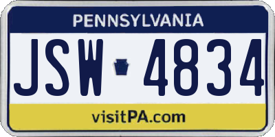 PA license plate JSW4834