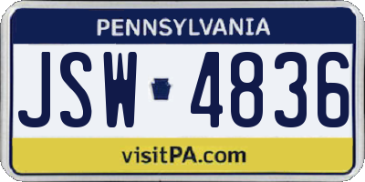 PA license plate JSW4836