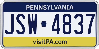 PA license plate JSW4837